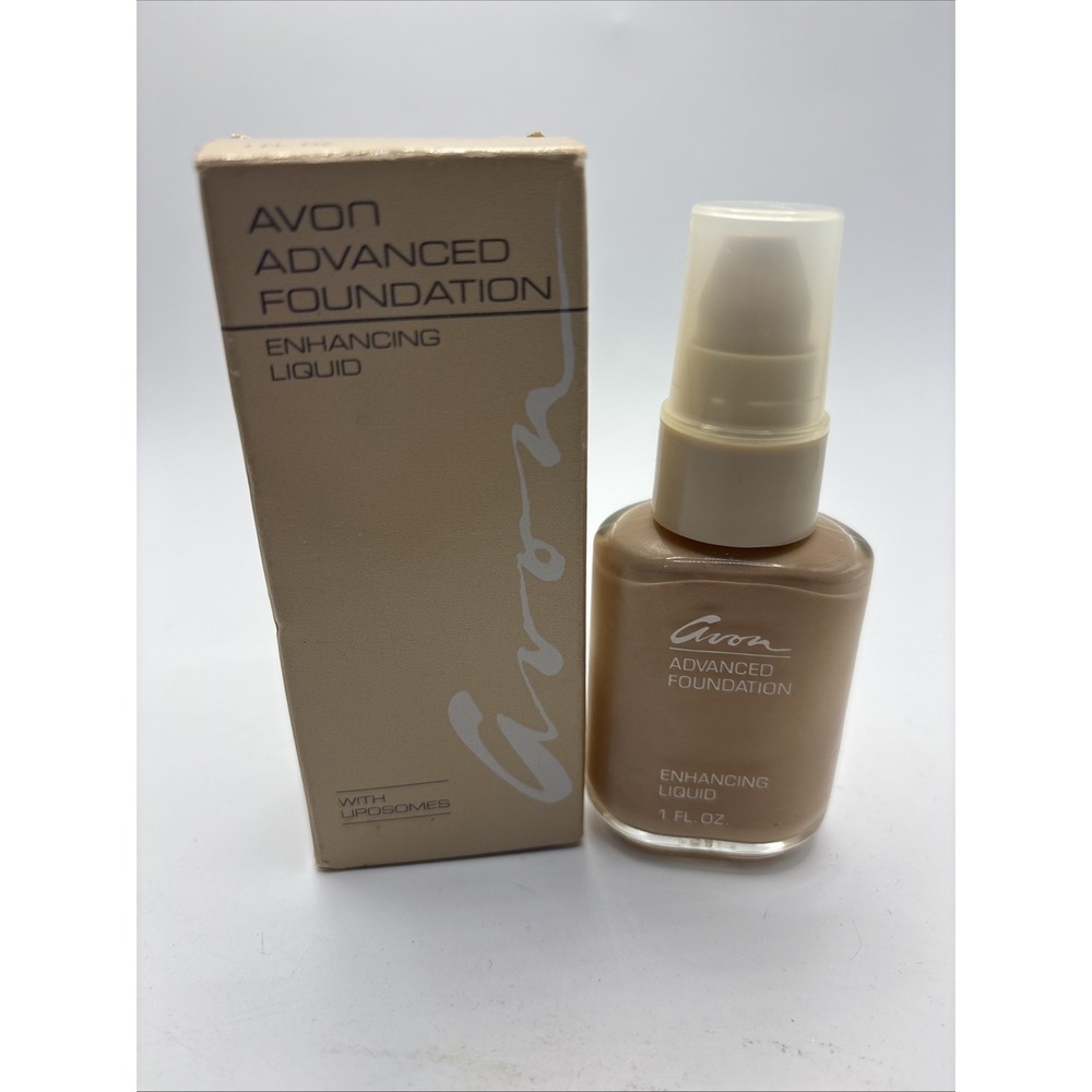 Vtg Avon Advanced Foundation Enhancing Liquid Almond Beige NOS 1 Fl Oz In Box